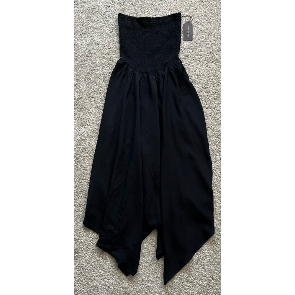 MAX+ ASH Smocked Strapless Dress Black Size Medium NWT